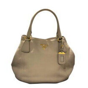 Prada Vitello Dino Tote Bag Beige Tan Leather